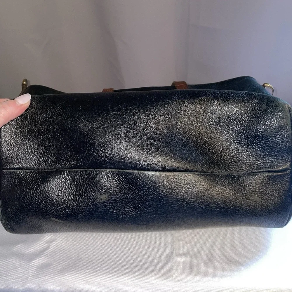 Madewell Black Leather Top Handle Zipper Tote Shoulder Bag Purse Crossbody EUC